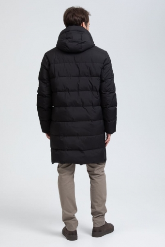 Миниатюра фотографии Мужской удлиненный пуховик с капюшоном