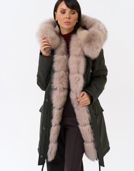 Купить Женская парка с капюшоном из меха песца в каталоге без категории