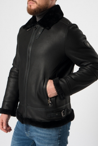 Миниатюра фотографии Дубленка пилот мужская на молнии 