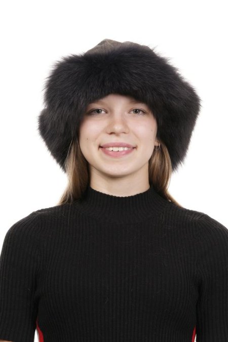 Купить Шапка женская из натуральной кожи с песцом в каталоге