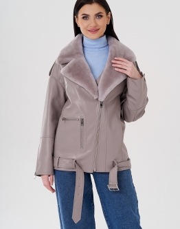 Купить Куртка из эко кожи на утеплителе с натуральным мехом в каталоге
