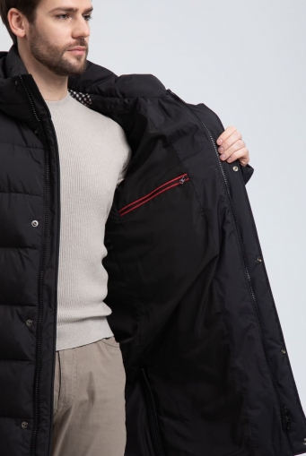 Миниатюра фотографии Мужской удлиненный пуховик с капюшоном