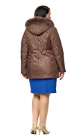 Миниатюра фотографии Куртка женская из текстиля с капюшоном, отделка песец