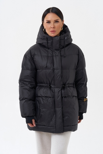 Миниатюра фотографии Женский пуховик черного цвета