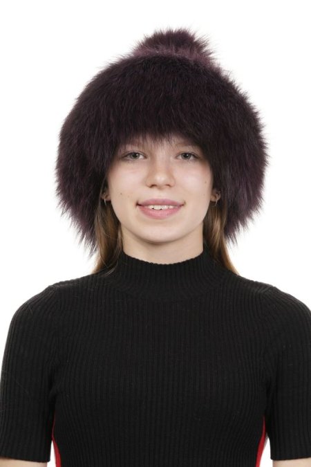 Купить Шапка женская из натуральной кожи с песцом в каталоге