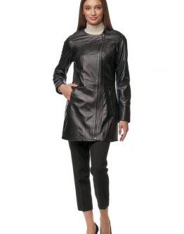 Купить Женское кожаное пальто из натуральной кожи без воротника в каталоге