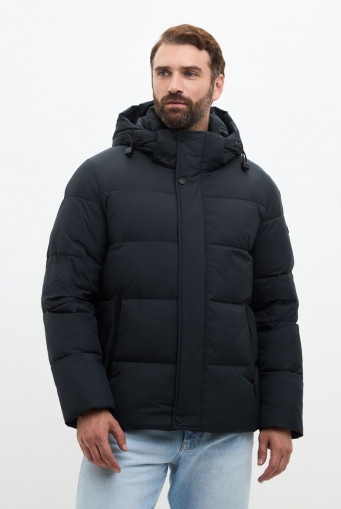 Миниатюра фотографии Мужской пуховик с капюшоном больших размеров