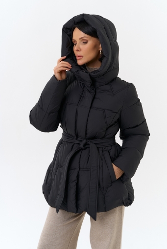 Миниатюра фотографии Женский пуховик с поясом