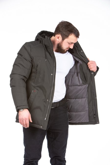 Купить Пуховик мужской из текстиля с капюшоном в каталоге