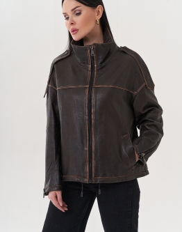 Купить Кожаная куртка коричневого цвета в каталоге