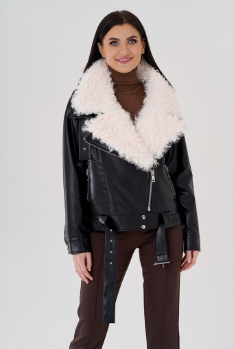 Миниатюра фотографии Куртка косуха на утеплении с отделкой натуральный козлик